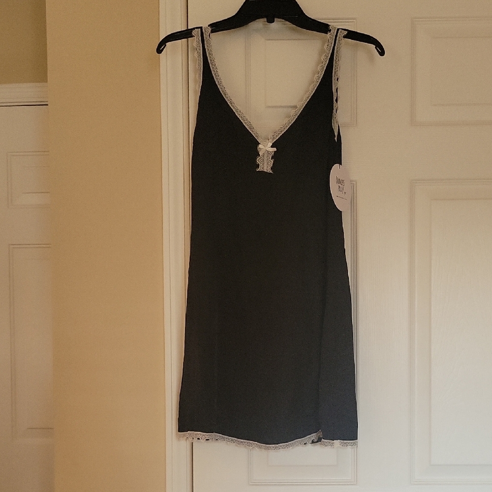 Elegant Black Lace Trim Mini Dress
